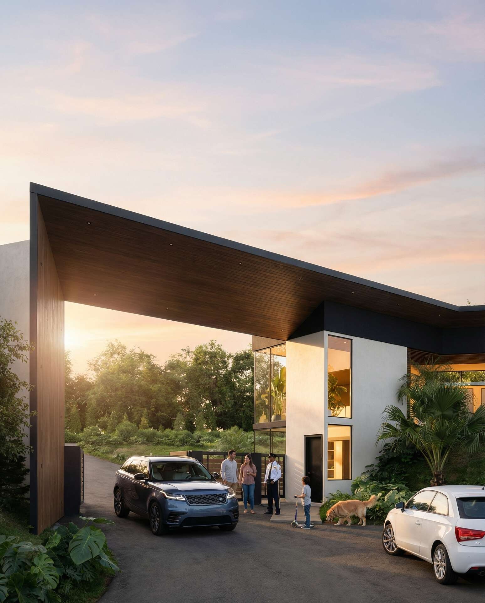 Club house al atardecer